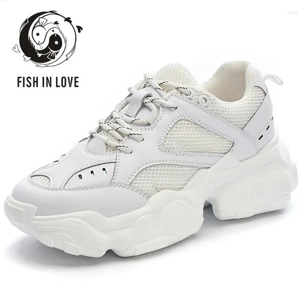 Fitnessschuhe Fisch in Liebe atmungsaktive Frauen Chunky Sneakers 2024Fashion Sommer Frauenplattform Brand Trainer Damen Schuhe Whitey83