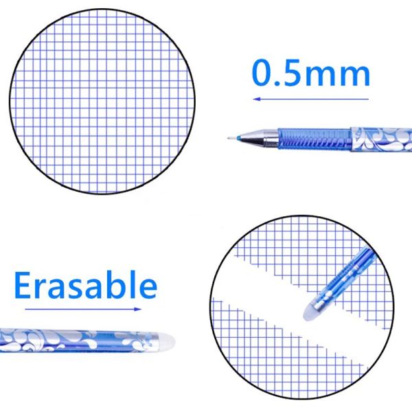 12pcs/set Student Magic Gel canetas azul preto reabastecem hastes