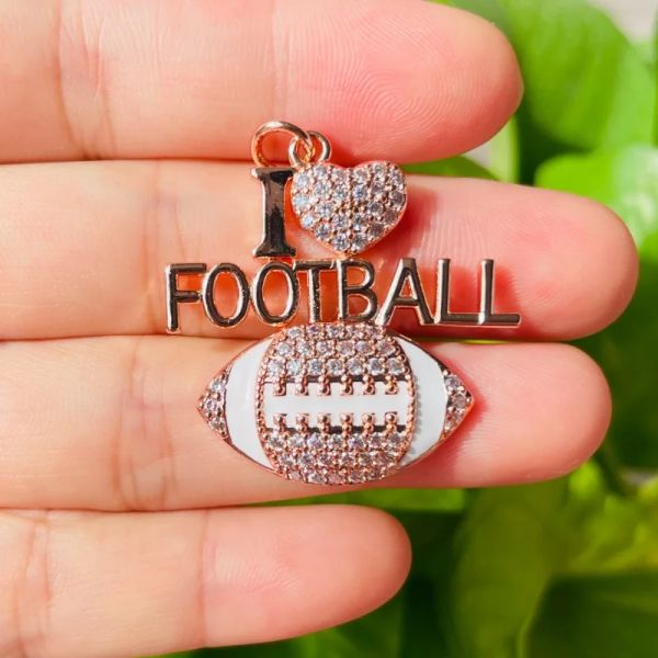 5 pezzi Micro pavimentati I Love Words Words Fantch per collana di bracciale che produce acceleri fatti a mano sui pendenti sportivi del Super Bowl