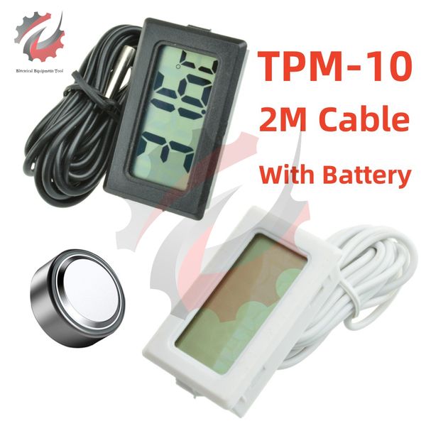 TPM-10 MINI LCD Dijital Termometre Akvaryum Araç Su Banyo Sıcaklık Test Cihazı Dedektör Monitörü Gömülü Sıcaklık Sensörü 2m