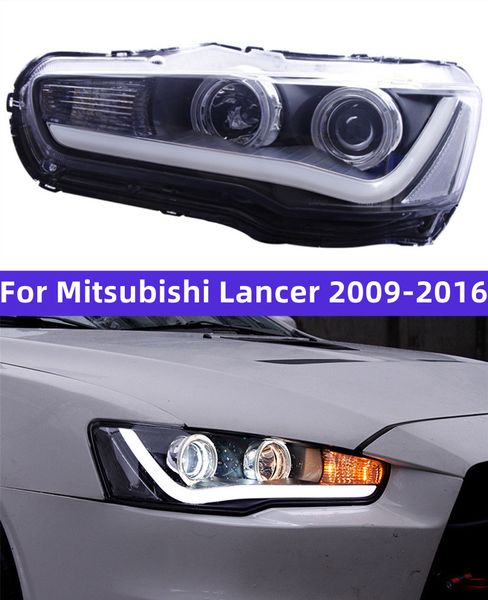 Auto vorne Scheinwerfer für Mitsubishi Lancer Evo 20 09-20 16 LED AGE EYIG DAYTIME LICHTE XENON Scheinwerfer Montage