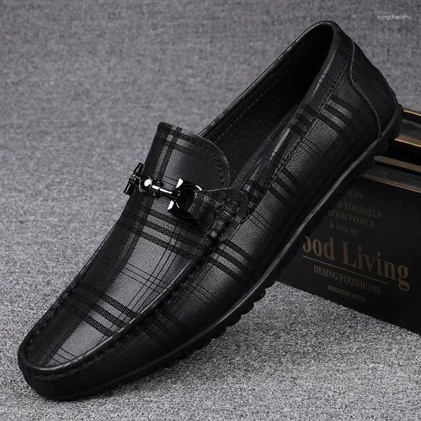 Sapatos casuais italiano artesanal de couro genuíno preto mocassins formais de crocodilo masculino de moda de moda de moda mocassins