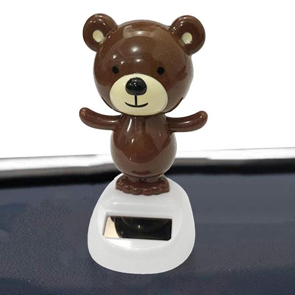 Brinquedo de cabeça agitada para carro Bobble Head Solar Bear Donncing Doll para Ornamentos Brown Swing de carro com adesivo de dupla face