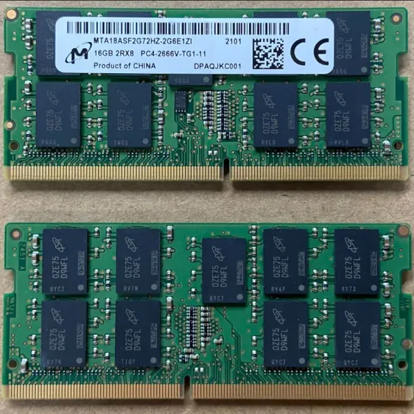 RAMS Micron DDR4 ECCSODIMM 16GB 2666 Server Laptop Memoria RAM 260PIN 16GB 2RX8 PC426666VTG111 1PCS