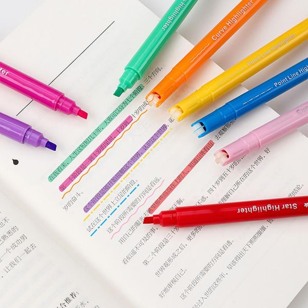 Curva de caneta colorida Pen anti-smudging enfatize pontos-chave
