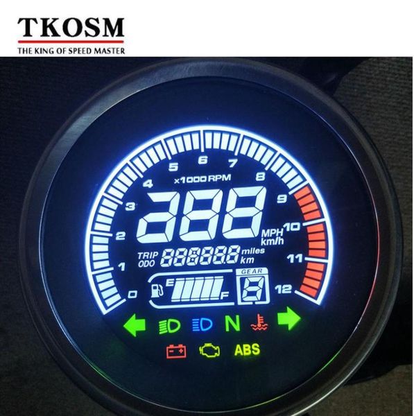 TKOSM Universal New Retro Motorciclo Digital LED Speedômetro Odômetro Trotacional Medidor de Óleo Temperatura da Água 16 Gears3353090