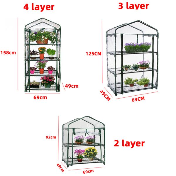 Mini Greenhouse para estufas de plantas pequenas externas internas 2/3/4tier rack, portátil House Green Duty Garden House