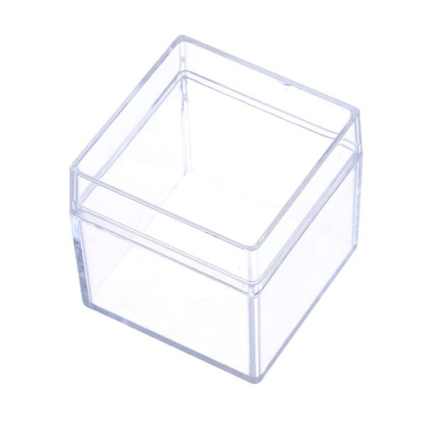 Caixa de doces quadrados de caixa transparente de plástico Caixa de doces acrílico de 5 lados Caixa de armazenamento de jóias para casos Caixa de adereços de cubo quadrado