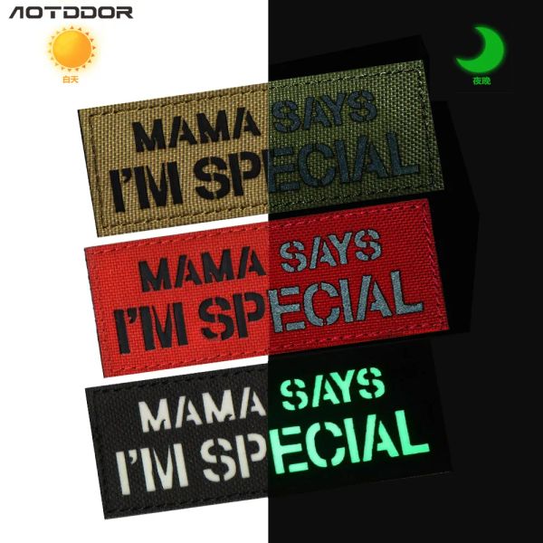 La mamma dice che sono speciale ricamato magico cerotto brodband riflettente riflettente bagliore nel backpack abbigliamento patch gancio e anello