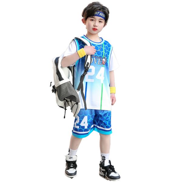 Jungen Mädchen Basketball Uniform setzt Kinder Basketball Trikot personalisierte Polyester atmungsaktives Basketballhemd für Kinder