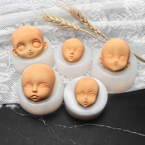 Bonecas 3d Head Baby Face Mold Silicone Bolo Modelo