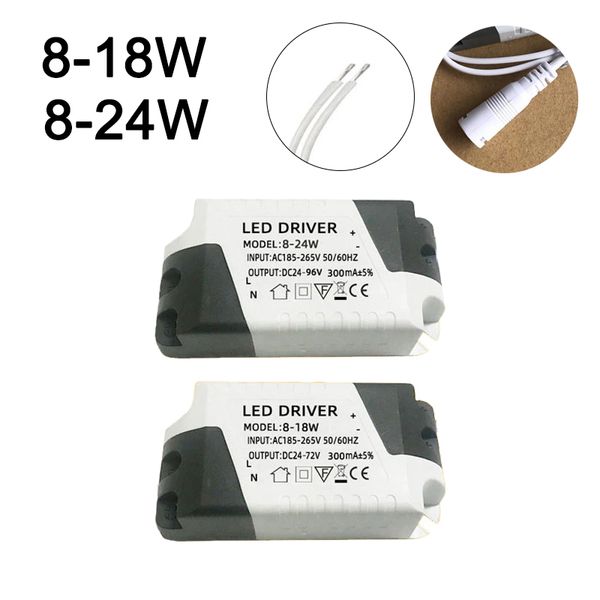 LED 300mA Driver 185-265V Transformador de luz Adaptador de fonte de alimentação de corrente constante para lâmpadas LED Teto do teto do teto 8W-24w