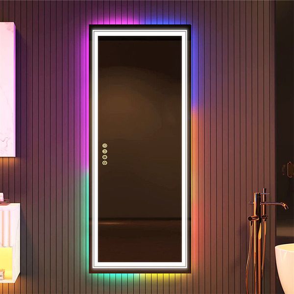 Luvodi Oversize RGB Wall Decorativo Mirror inteiro espelho prejudicável espelho do banheiro com interruptor de toque