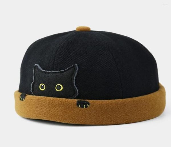 Berets Men39s Vermieter Hut Street Katze Muster Melonkappe Innocent Standard Sailor Skull Caps Kürbiskürbis -Hats Winter Beanie7309265