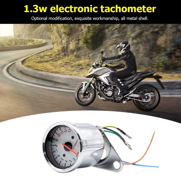 Tachimetro per motociclette retrò 0-13000 tach rpm rev wota universal dc 12v