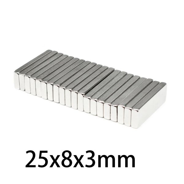 25x8x3 N52 N35 Bloco de barras de neodímio Forte Pesquisa de ímãs Pesquisa Magnetic NDFEB 25*8*3 Gerador de motor de motor de motor de geladeira