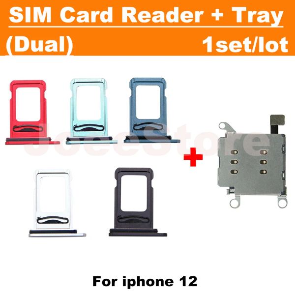 1SET SIM SIM Vassoio Porta del supporto per lettore per iPhone 12 Pro Max Dual SIM SIM Slot Adattatore Flex Cavo Parti di sostituzione