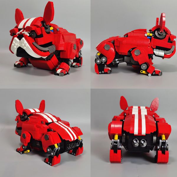 1675pcs criativos Mechanical Bulldog Blocks Pet Dog Animal Educacional DIY Assemble Bricks Toys Gifts For Kids Boy Girl