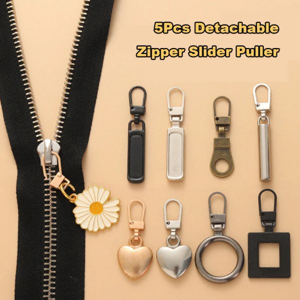 5pcs isca de zíper destacável Slider Puller universal Substituição Metal Zipper Kits Head Kits Para Bolsas de Bolsas de Magagem Craft DIY Roupas