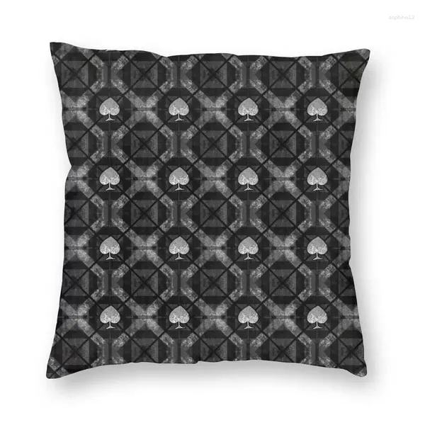 Kissen Nordic Spades Card Symbol Dunkle Muster bedecken Polyester Geometrische Plaidtartan für Sofa -Auto Kissenbezug Wohnkultur