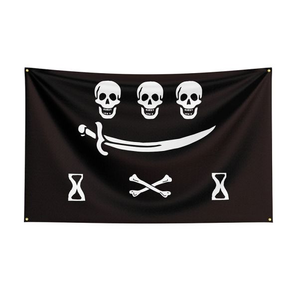 90x150 cm Jack Rackham Schädel Knochenpirat Flagge Polyester gedrucktes Comic -Banner für Dekoration