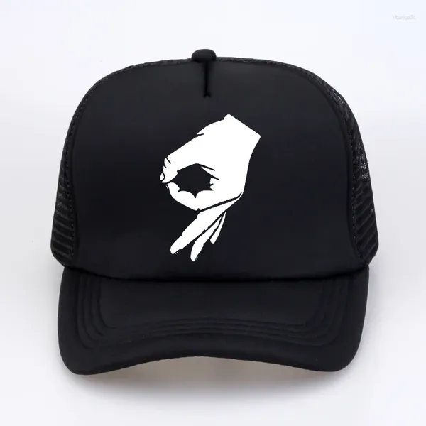 Caps de bola assinam chapéu de pai dedo ok homens moda moda beisebol bendball marca feminina malha caminhoneiro ajustável snapback