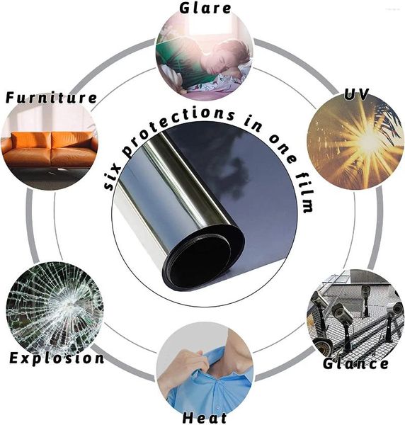 Fensteraufkleber vielgroßer einseitiger Spiegelfilm Sonnenschutzglas Aufkleber Thermostat Reflektierender selbstklebender Schatten