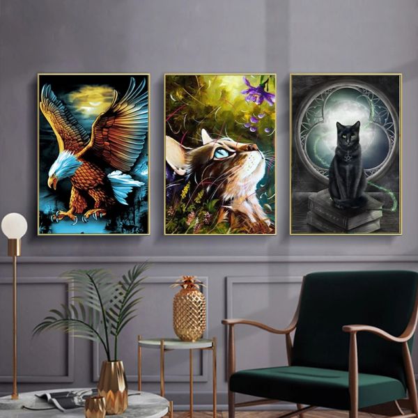 5D DIY Diam Diamond Painting Set Wolf Tiger Owl Figure