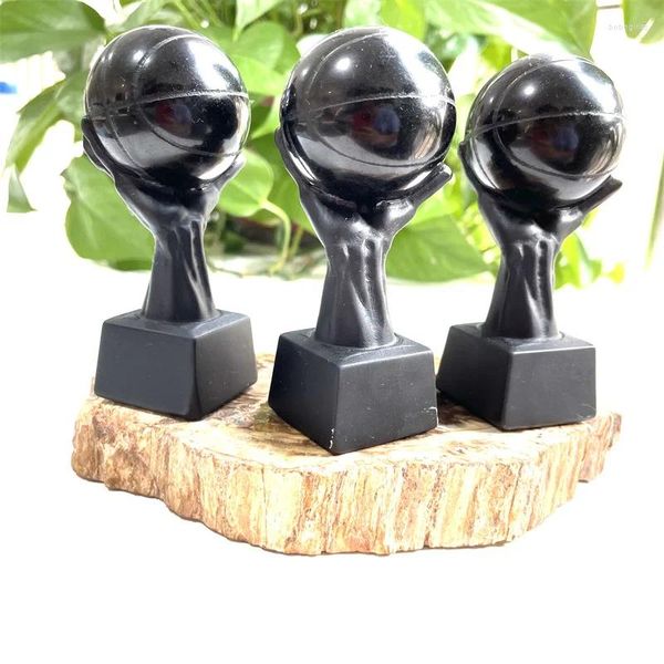 Estatuetas decorativas polidas por atacado vendendo mão natural de alta qualidade e futebol para presentes de decoração lfw