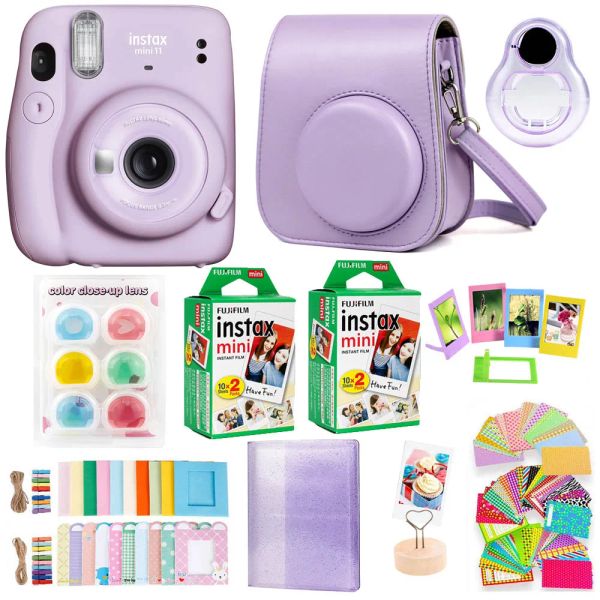 Câmera original Fujifilm Instax Mini 11 Câmera instantânea com 40 folhas Mini Film Paper Camera Strap Bag Saco de acessórios Kit