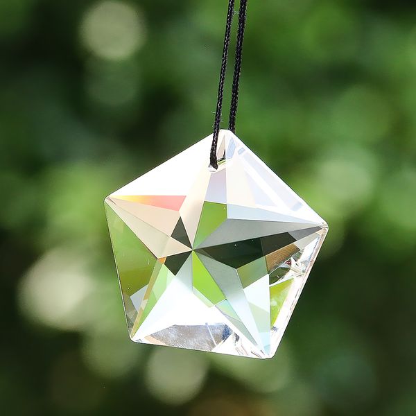 Geometria Pentagrama estrelas de vidro claro charme de cristal Energia Facetada Prism Chandelier Lâmpada Lâmpada Curta Sol Catcher Hanging Supply