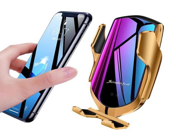 R1 Smart Induction Car Holder Hireless Charging Titular do carro Bluetooth Carregador de carros para iPhone XS max xr samsung4568072