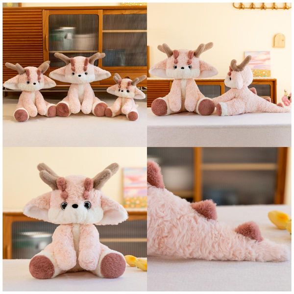 New Pink Dragon Plush Toys Figura l'anno del regalo di compleanno della bambola rossa del cuscino mascotte loong