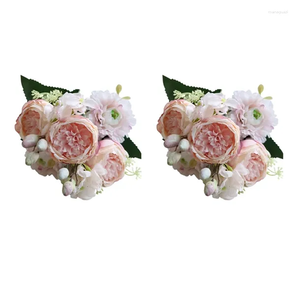 Estatuetas decorativas 2pcs Artificial Fake Peony Hydrangea Flower Bouquet Table Centerpieces Bouquecas de casamento para decoração de casa de festa