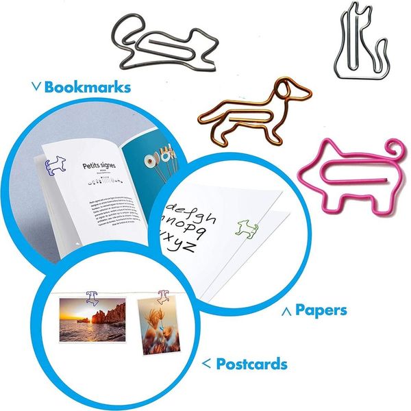 50pcs Animal Shapet Paper Clip Metal Clips Clipe Bookmarks Office Office Acessories Supplies escolares