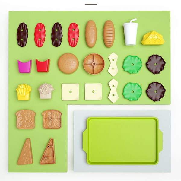 Kinder Küche Spielzeug Hamburger Set Play House Mini Künstliche Essen Pommes Plastikmodelle tun Spiele Kinderpädagogische Spielzeuggeschenke