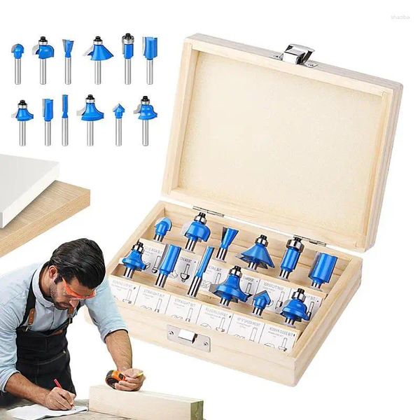 Router -Bits für Sperrholz 12pcs Multifunktionelle Legierung 1/4 Zoll Holzwerkzeuge mit Speicherbox tragbar