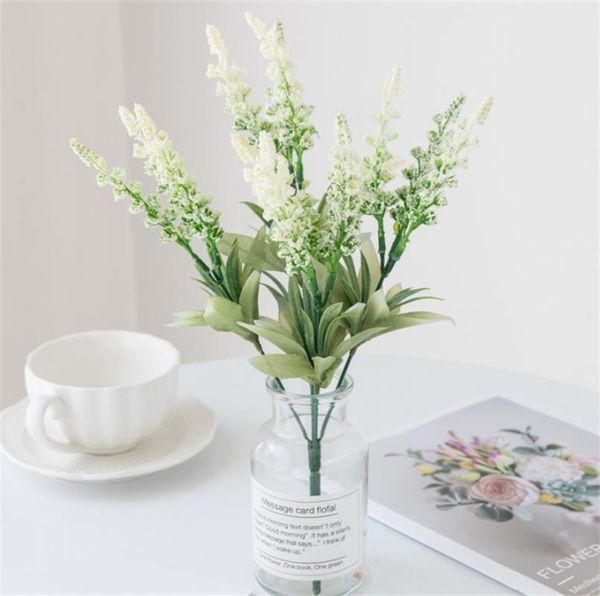 Künstliche Lavendelblumen Schaum Weizen Künstliche Pflanzen Bouquet Handwerk gefälschte Blume Hochzeitstisch Haus DIY Arrangement Dekor