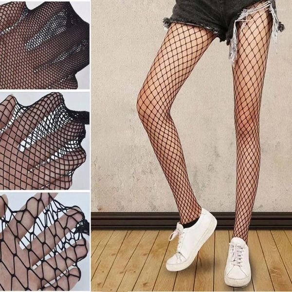 Donne calzini Sexy Mesh Scateschi Scappano calze alte tentazioni Black Fashion Club Long Fishnet Patyhose