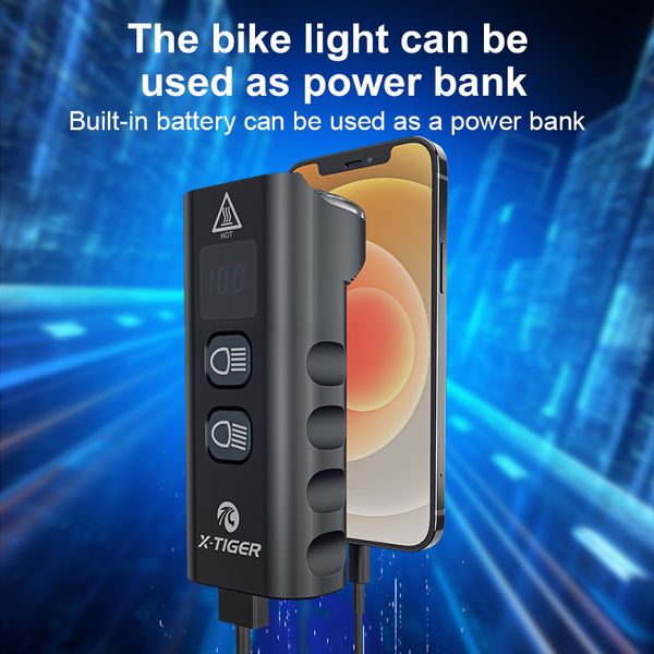 Lampada per biciclette leggera anteriore X-tigre USB Flash LED ricaricabili 2400 Lumens 6400 MAH FIELI DI MONTAGNO OUTDOOR MOUNTER