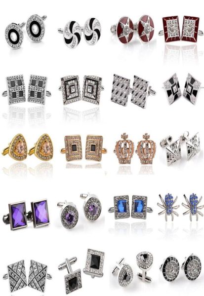 Мода французский мужчина дизайнер запонок Crystal Cuff Links Shell Athestone Серебряный черный золото, покрытый эмамельными, рубашка сплав, рубашка сплав.