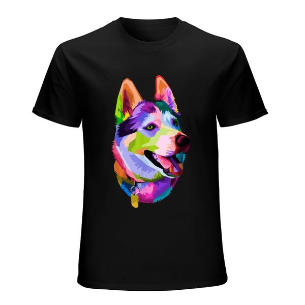 Mais design gráfico colorido colorido husky cão huskies proprietário homem camiseta tees de camisetas o-gola camisetas mulheres meninos 100% algodão