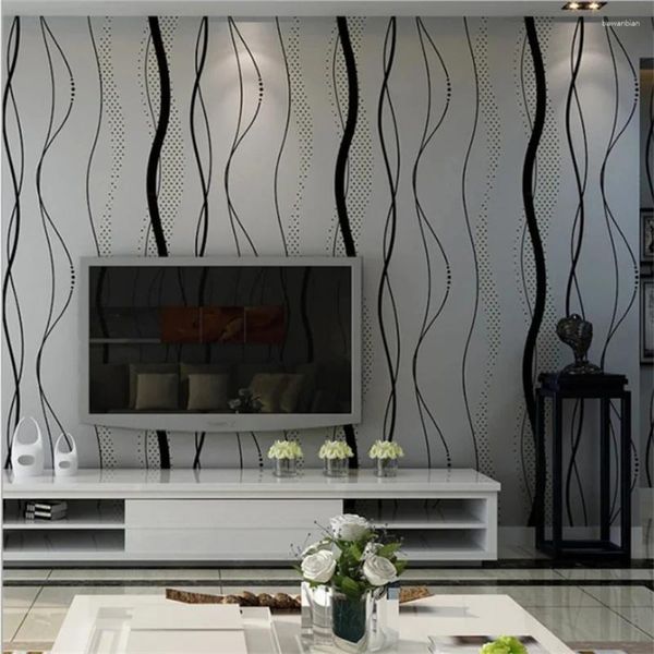 Обои обои обои с серым черным полосами стены бумага 3D дизайн современный домашний декор телевизор ТВ фон геометрический ролл