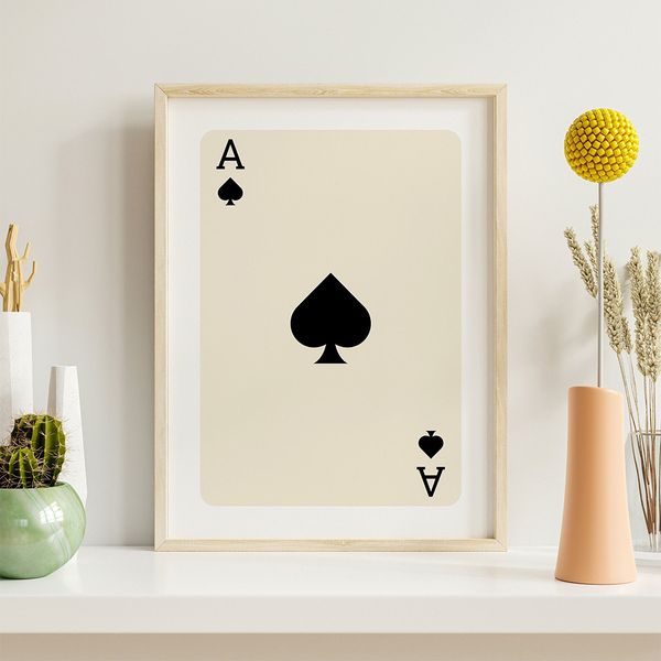 Nordic Trendy Retro Ace Card Poster Canvas Dipinto Wall Art Black Style Letter Lucky You Pictures per il soggiorno arredamento moderno