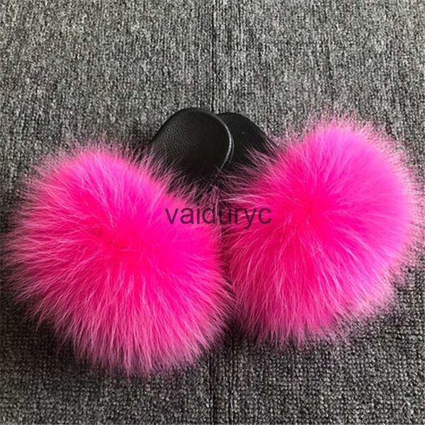 Slipper Fox Raccoon Fur Childrens Slippers PVC Non Slip Breathable para uso doméstico Sandálias de flip de flip de uma linha interna e externa de uma linha H240411