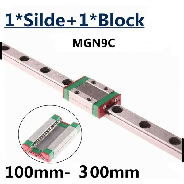 Guia linear MGN 9c Bloco 7mm/9mm/12mm/15mm Rail miniatura deslizando com deslizamento de 8 mm de altura do trilho M3*8 trilho de guia miniatura