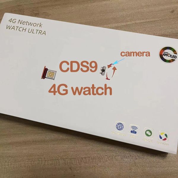 Relógios 2024 4G SIM CARD CDS9 49mm Smartwatch 4G WiFi Global Versão 2+16g/4+64g HD Video Chamada de App GPS Download