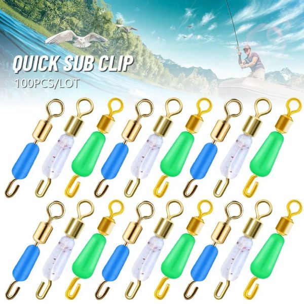 100 pezzi/lotto Swivels Snap Rolling Connector Line Ring Ring Accetti rapidi rapidi Link Accessori per la pesca a scatto