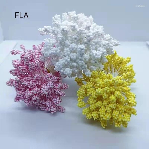 Dekorative Blumen 800pcs/Los Schaumblume Staubblatt 5mm DIY Künstliche Mini Perlenkranz Hochzeitsfeier Home Decor