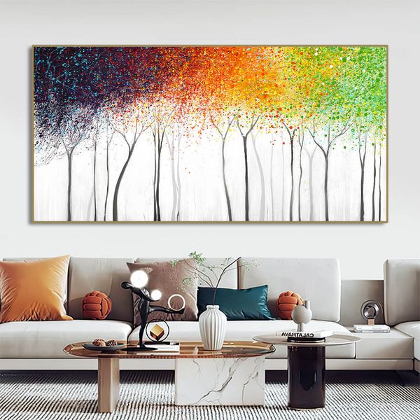 Alberi ad acquerello astratto tela dipinti colorati poster di natura morta di grandi dimensioni immagini artistiche da parete per soggiorno decorazioni per la casa